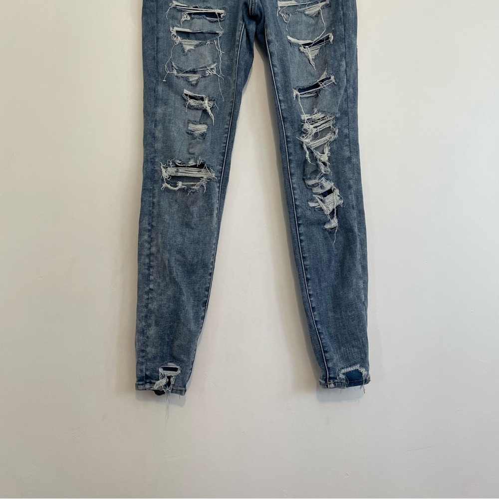 AMERICAN EAGLE AE Ne(x)t Level Curvy High-Waisted Jegging Ripped Patched 4 CURVY - Picture 4 of 16